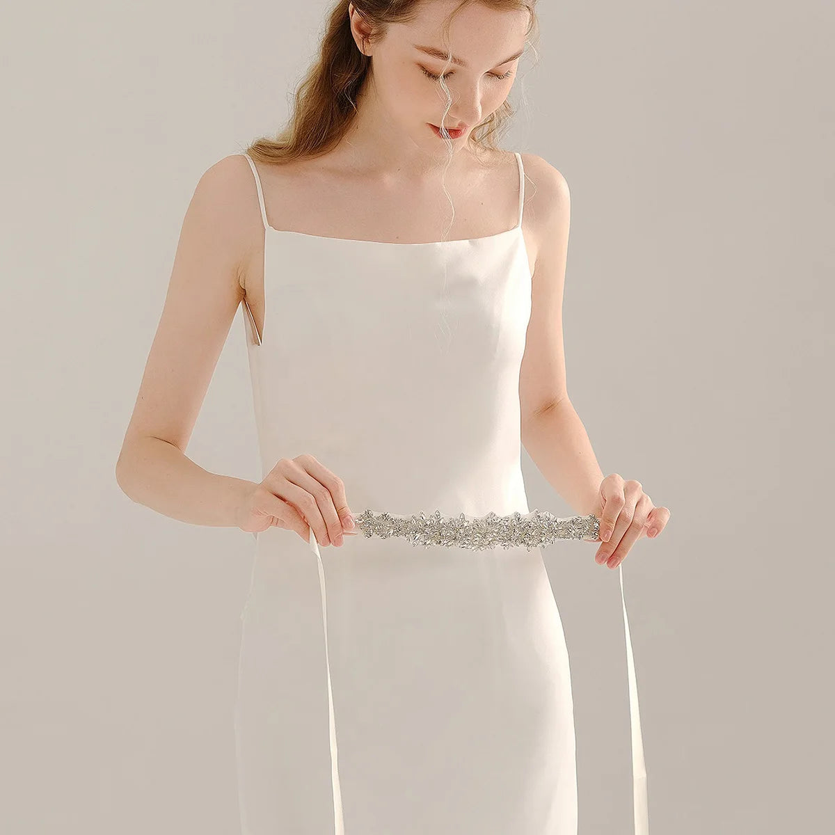 Silver Bridal Wedding Waistband Sparkling Crystal