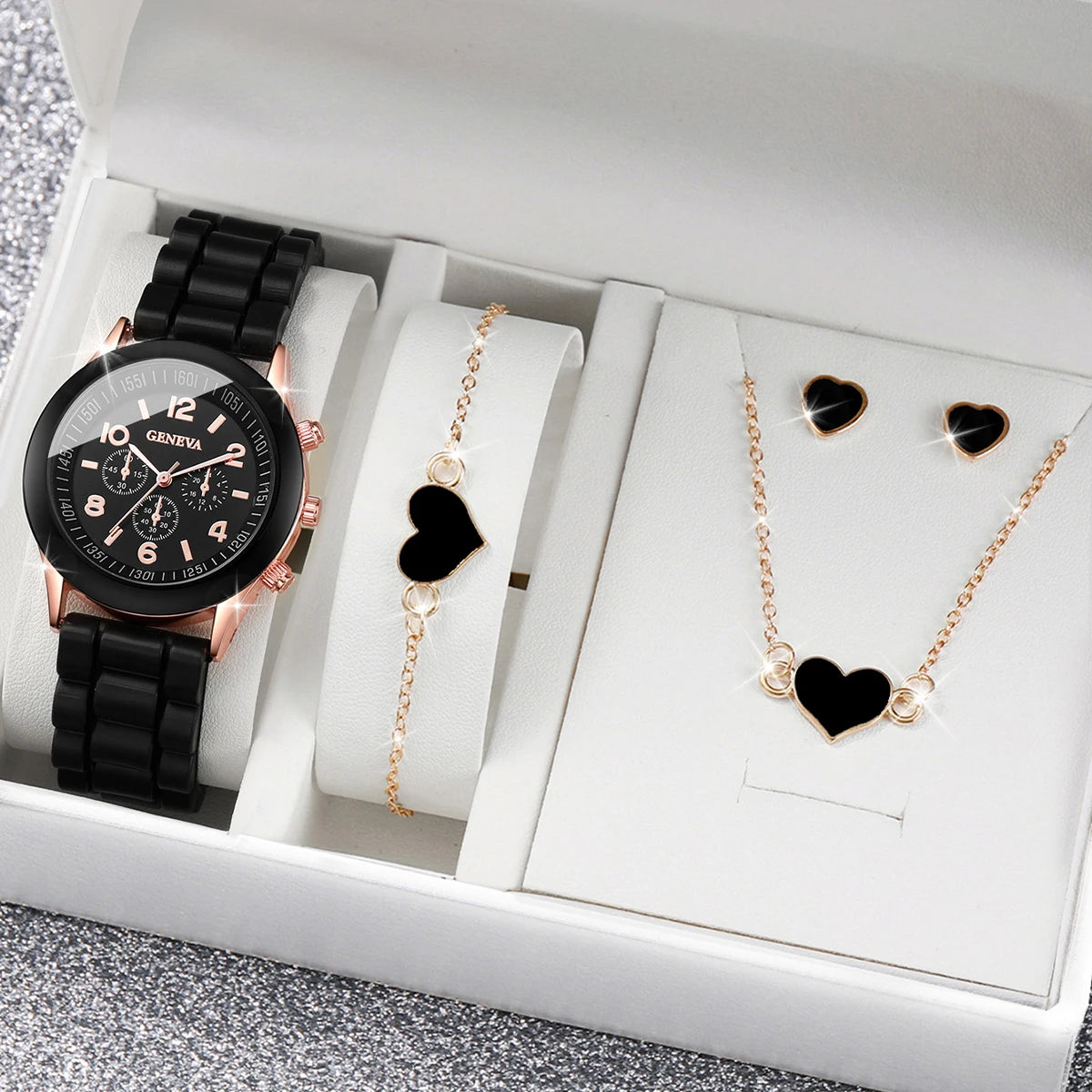 Quartz Watches Heart Jewelry Set (Without Box)