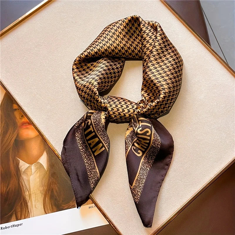 70cm Houndstooth Printed Square Scarf