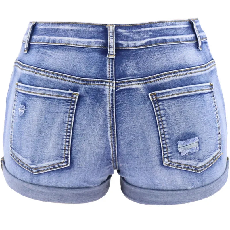 Split Denim Shorts Summer Beach