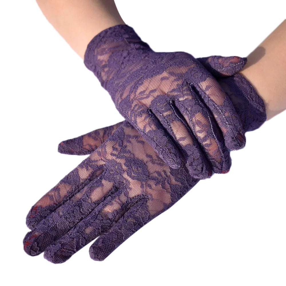 Women Vintage Sheer Short Lace Gloves