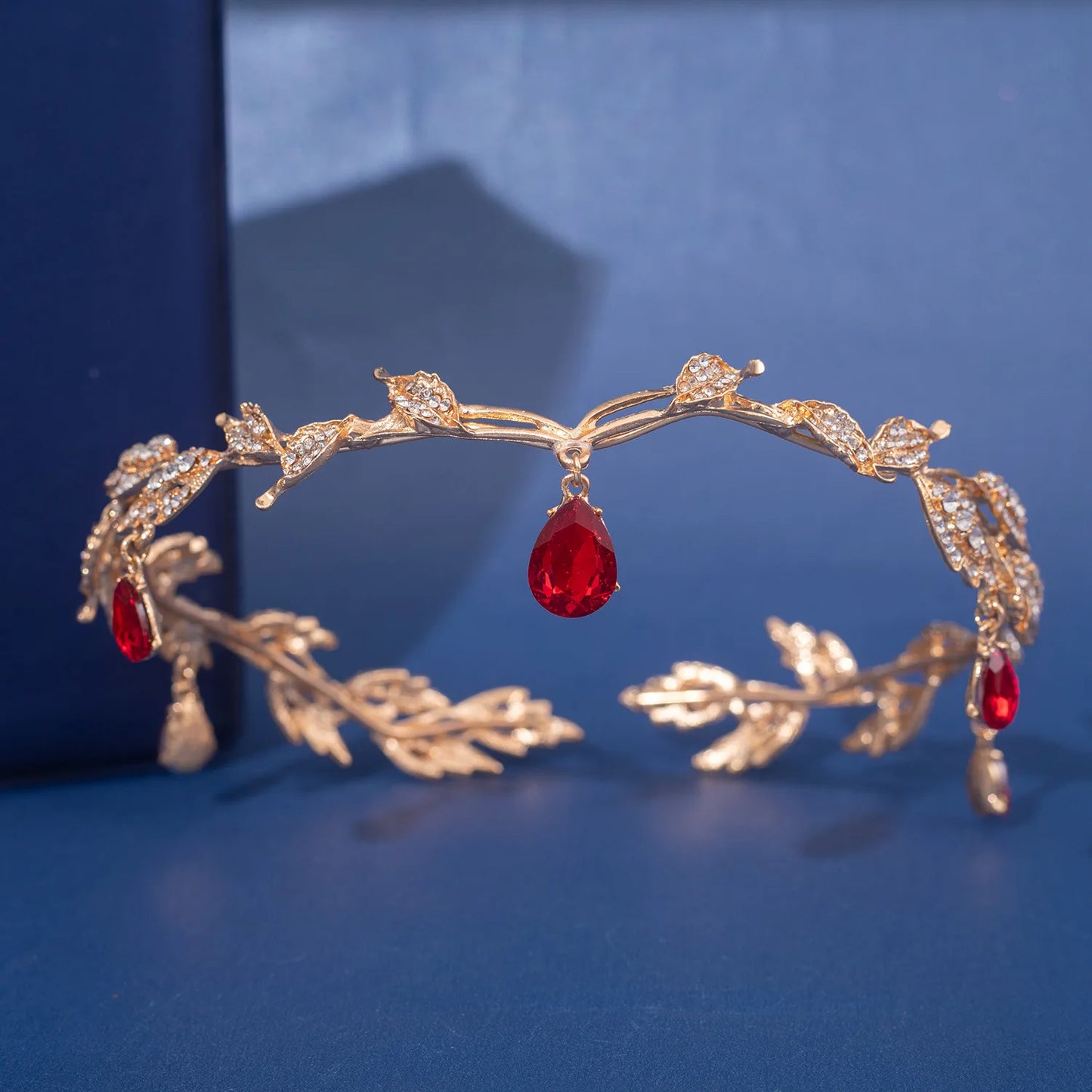 Vintage Crystal Rhinestone Waterdrop Leaf Tiara