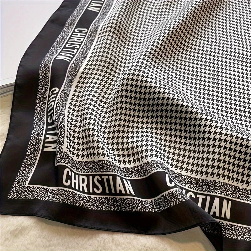 70cm Houndstooth Printed Square Scarf