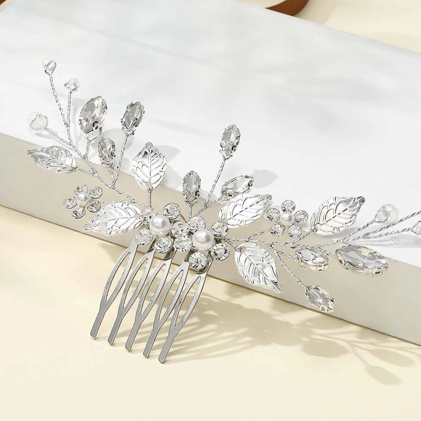 Crystal Pearl Hair Comb Clip Pin