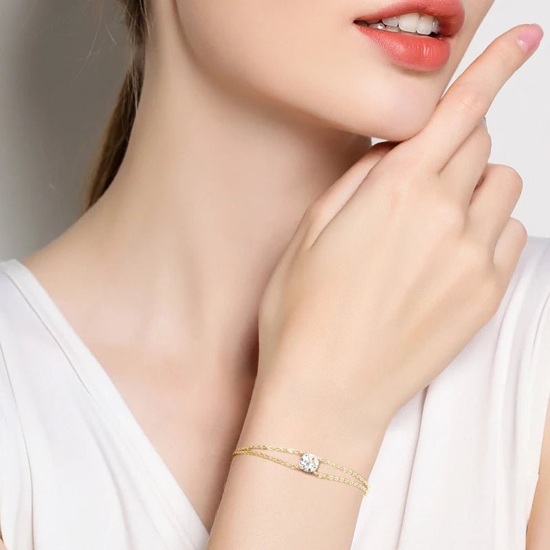925 Sterling Silver Certified Double Chain Bracelets