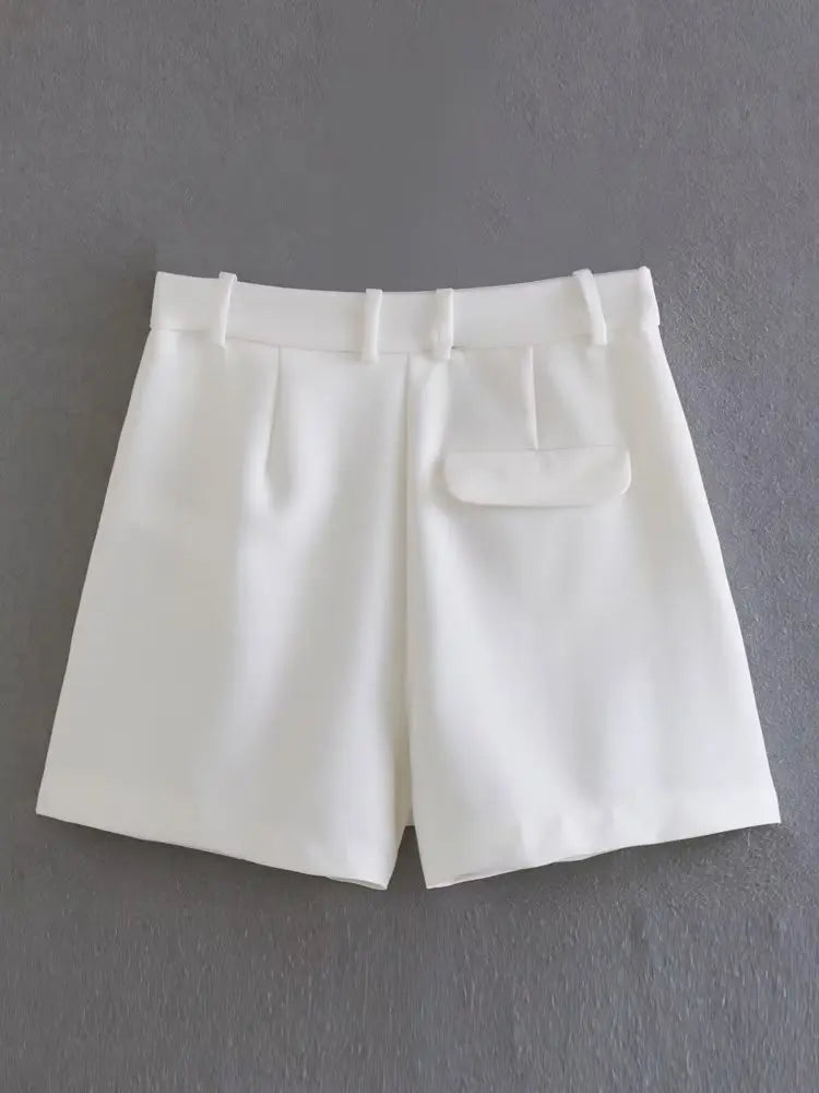 Front Zipper Shorts Vintage High Waist