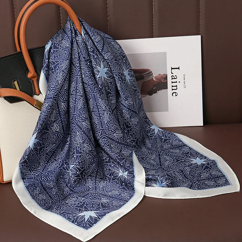 Print Satin Silk Square Scarf