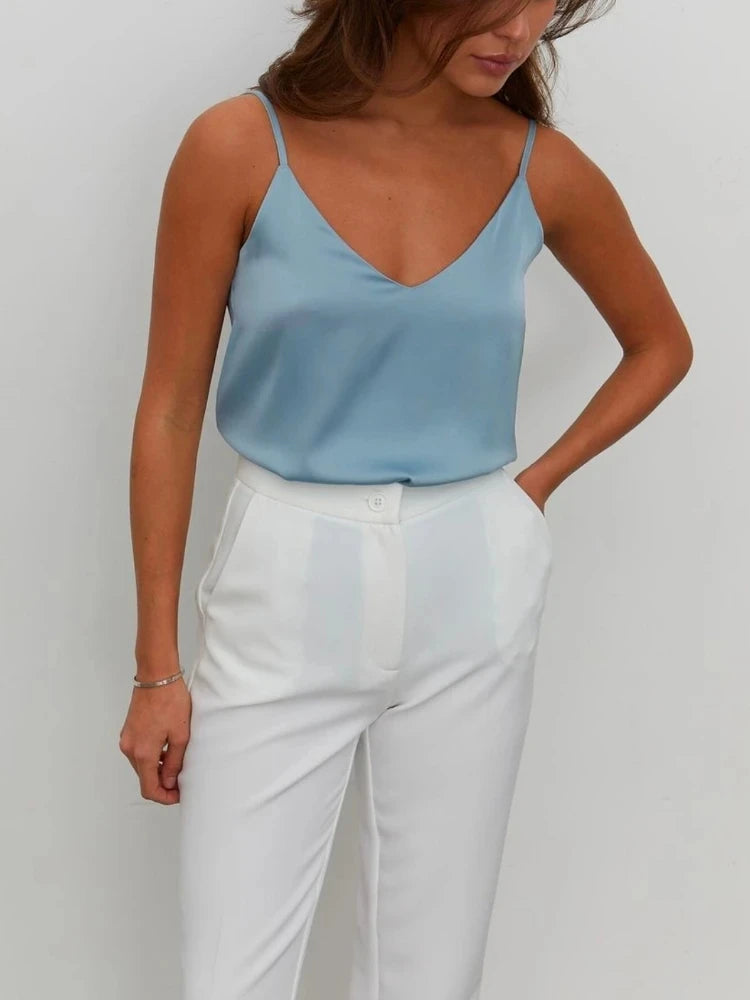 Strap Top Women Halter V Neck Basic Tank Tops