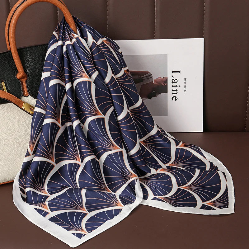 Print Satin Silk Square Scarf