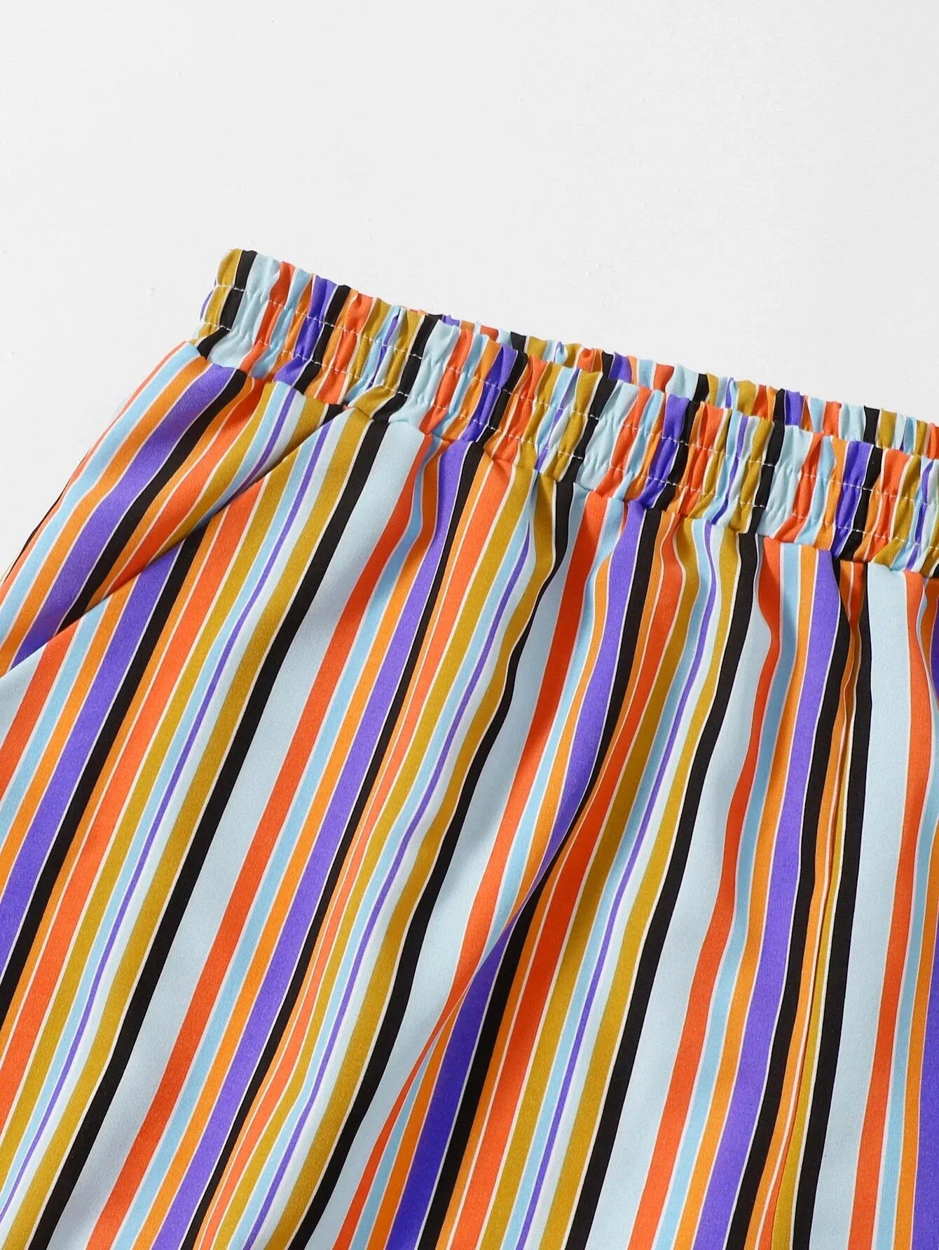 Plus Size Rainbow Stripe Print Casual Summer Shorts
