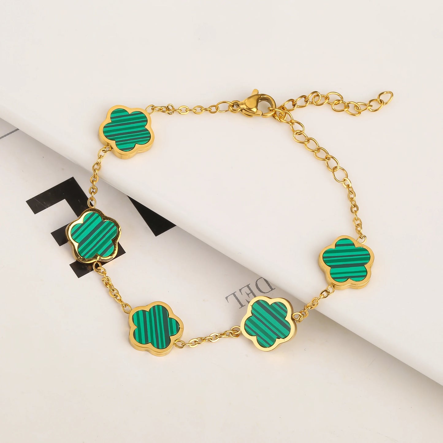 Adjustable New Design Gold Plated Stainless Steel 316L Plant Flower Bracelet