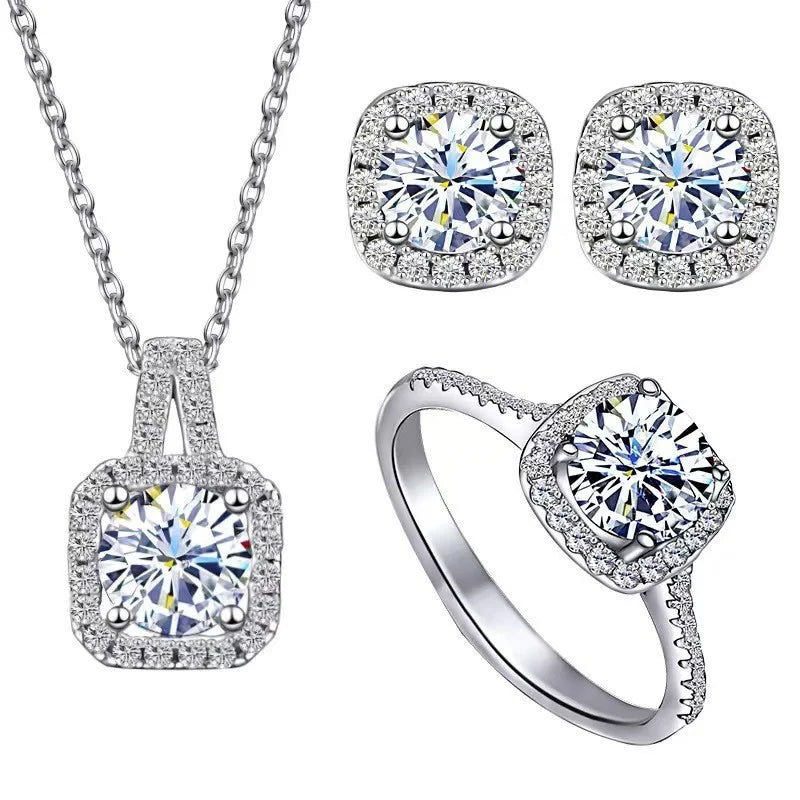 Square Zircon Crystal Jewelry Set