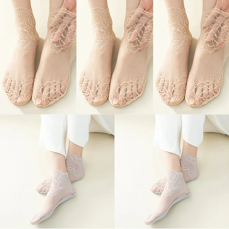 Lot Lolita Women Invisible Lace Socks