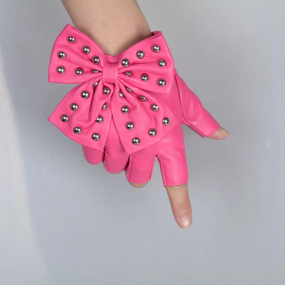 Women Bow Rivet Gloves