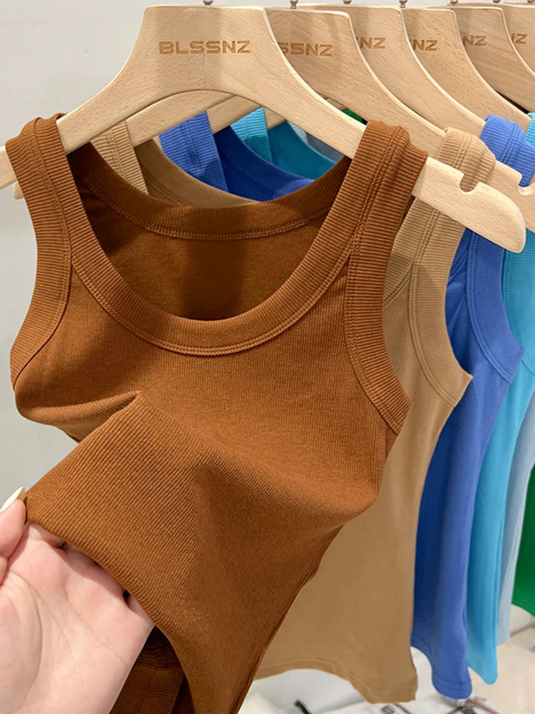 Round Neck Ribbed Tank Top