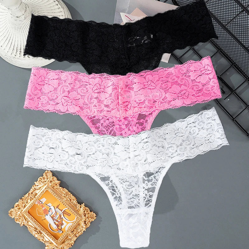 3PCS Lace Floral Women Panties