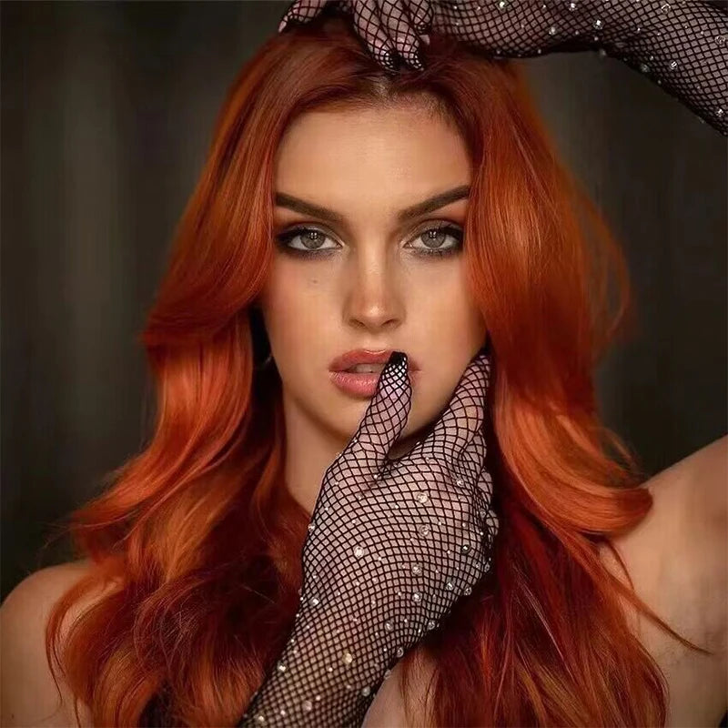 Sexy Elastic Rhinestones Mesh Gloves