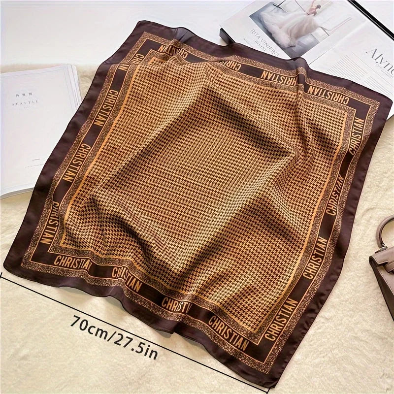 70cm Houndstooth Printed Square Scarf