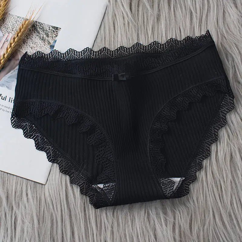 4 Pcs Lace Wavy Trim Bikini Panties