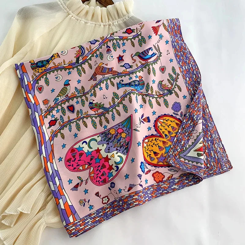 90*90Cm Square Scarf Twill Silk Bandana Pashmina