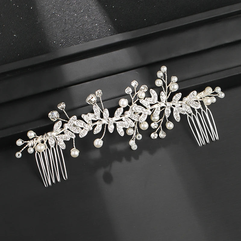Wedding Pearl Leaf Crystal Hair