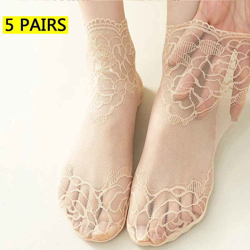 Lot Lolita Women Invisible Lace Socks