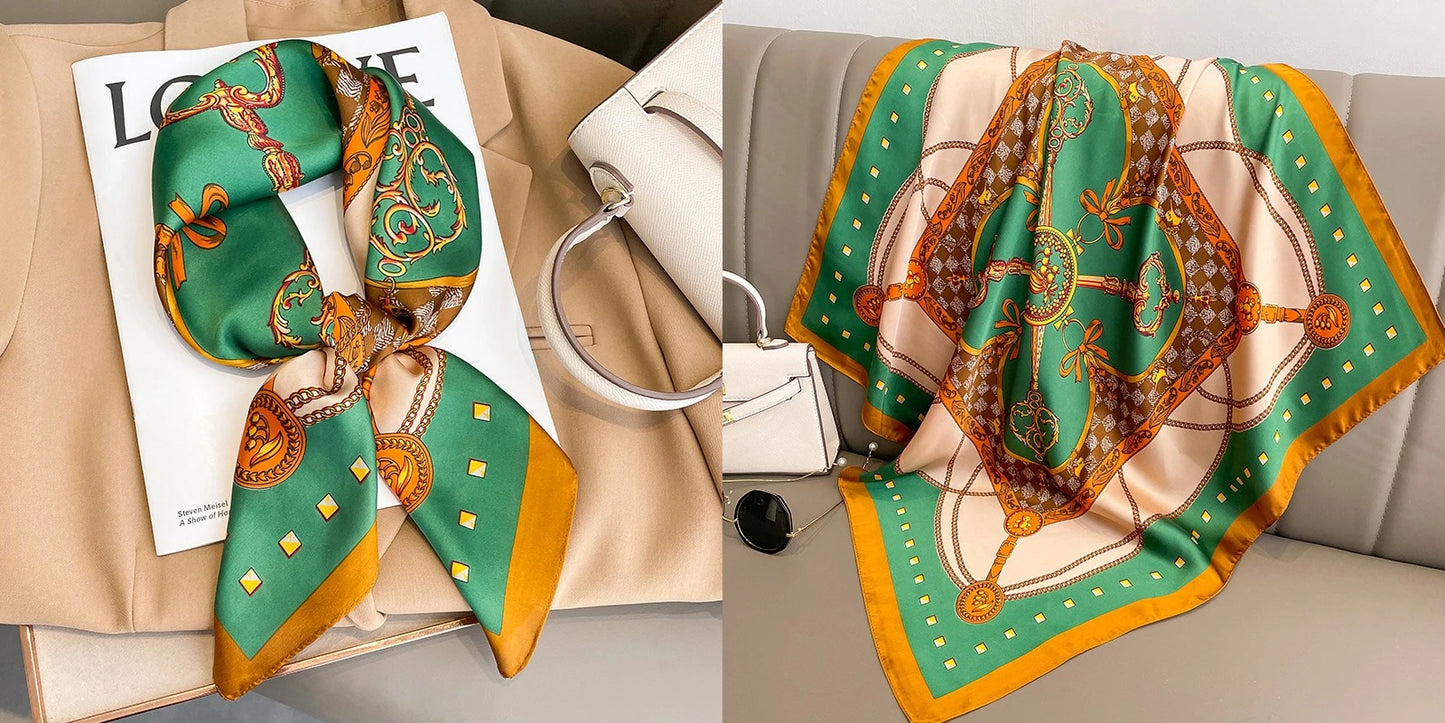 Floral Print Silk Square Scarf