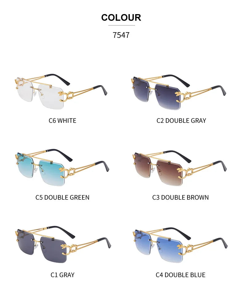 Fashion Metal Leopard Rimless Sunglasses