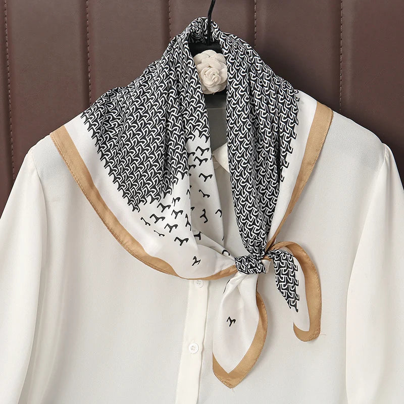 Print Satin Silk Square Scarf