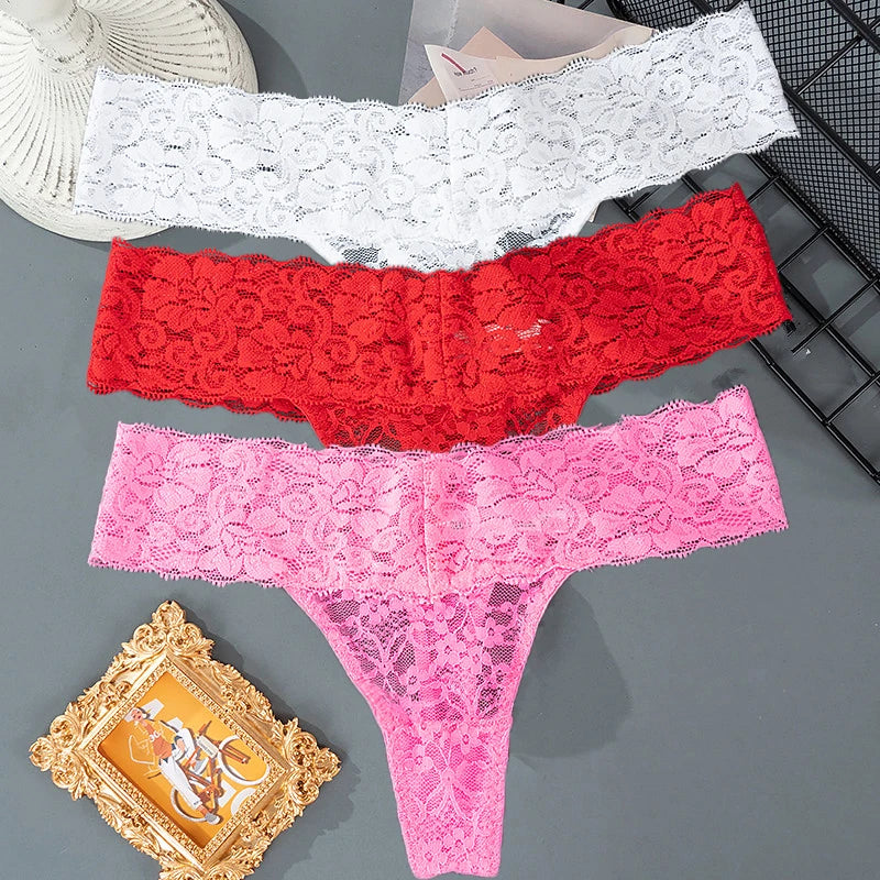 3PCS Lace Floral Women Panties