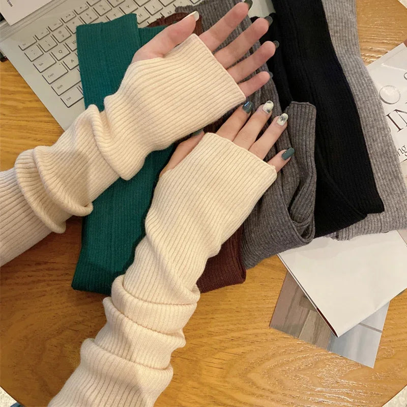 Knitted Arm Warmer Long Fingerless Gloves