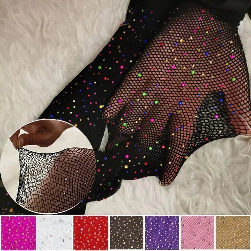 Fishnet Diamond Pantyhose Women Fashion Shiny Net Tights