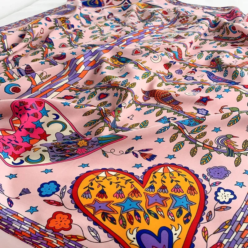 90*90Cm Square Scarf Twill Silk Bandana Pashmina