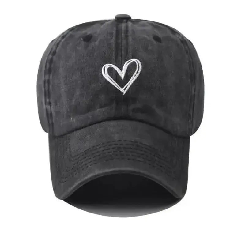 Love Heart Embroidery Cotton Baseball Cap