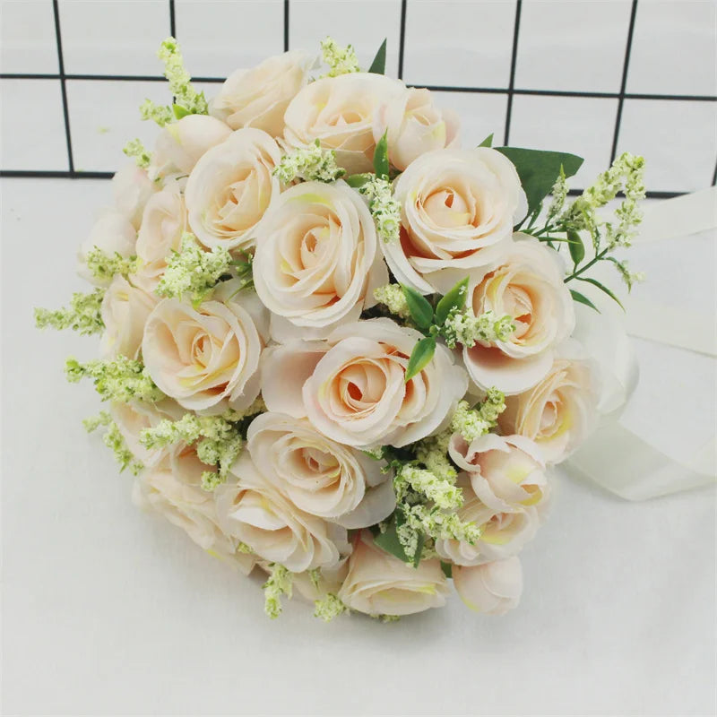 Bridal Bridesmaid Wedding Bouquet White Silk Flower