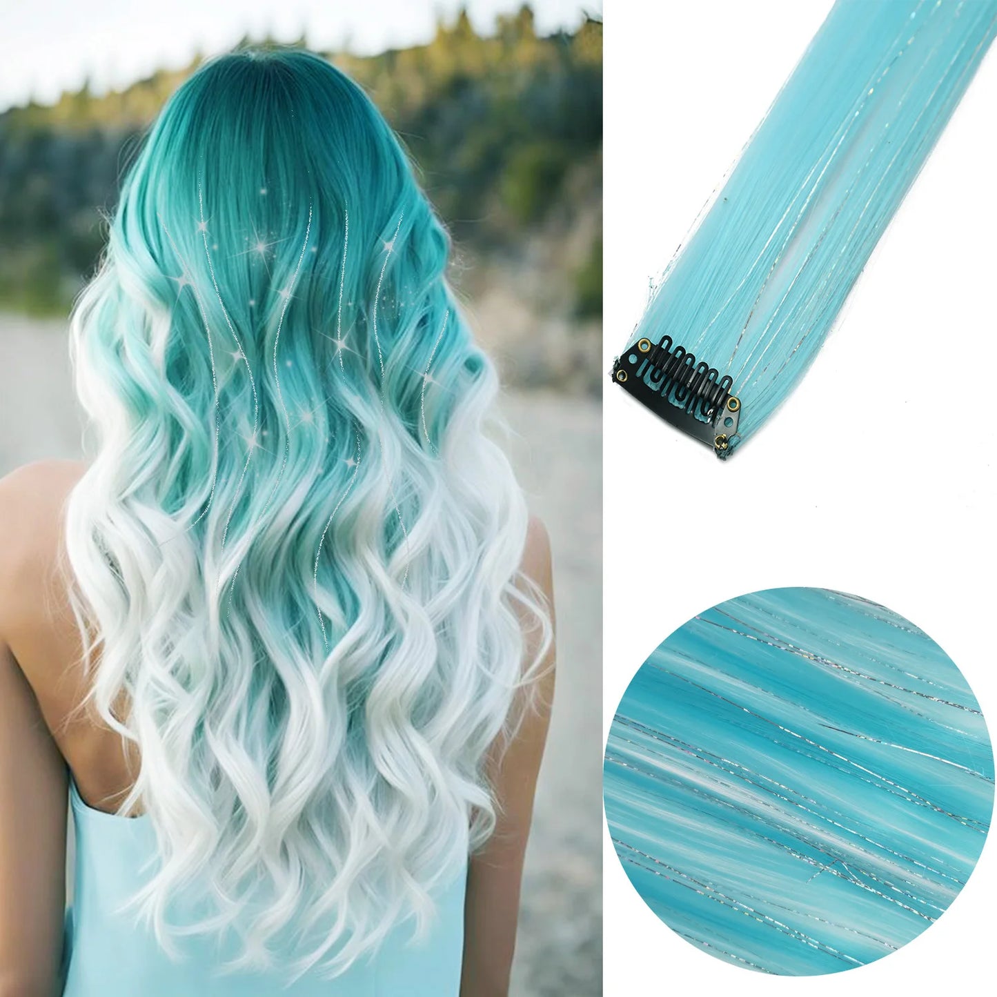 6pcs/pack Colored Party Highlights Clip in Hair Extensions