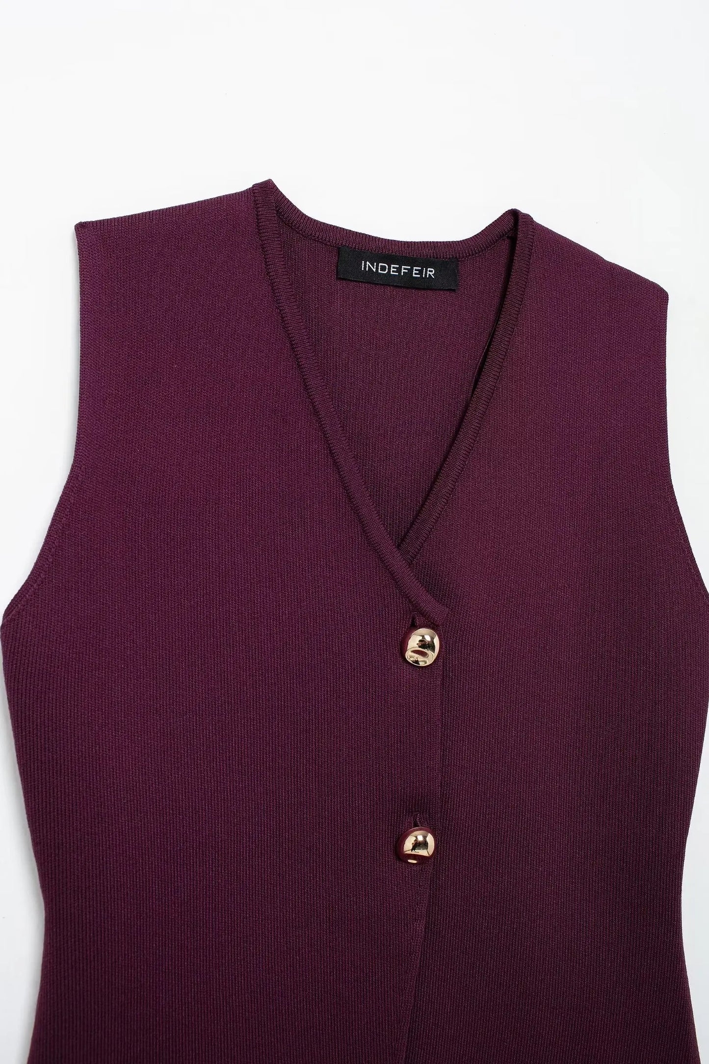 2-Piece Set V-Neck Sleeveless Button Knitted Vest Top, Long Skirt