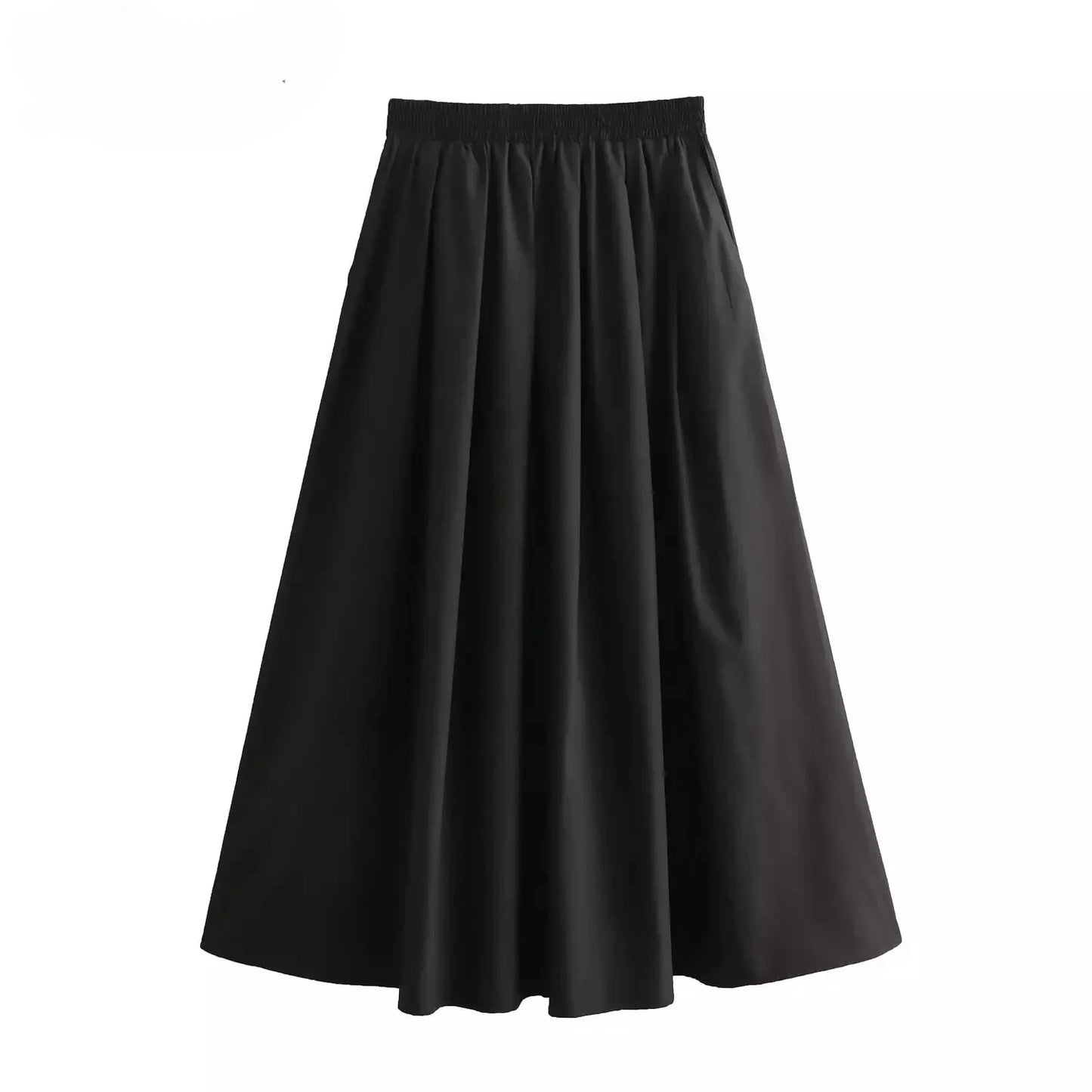 Black Wide Pleated Swing Vintage Chic High Waist Skirt