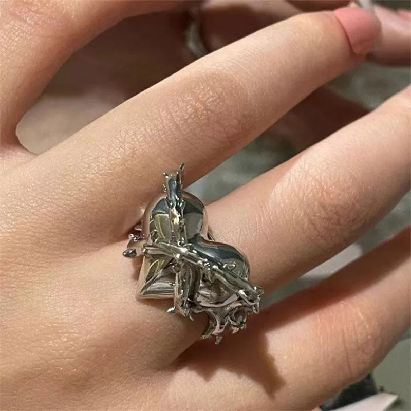 Double Ball Beads Opening Ring