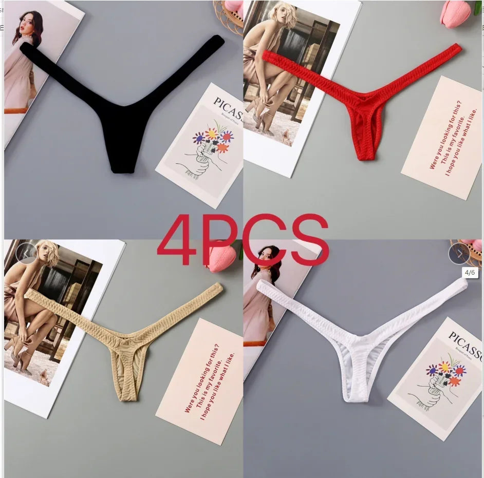2/4pcs New Deep V Thong Women Underwear