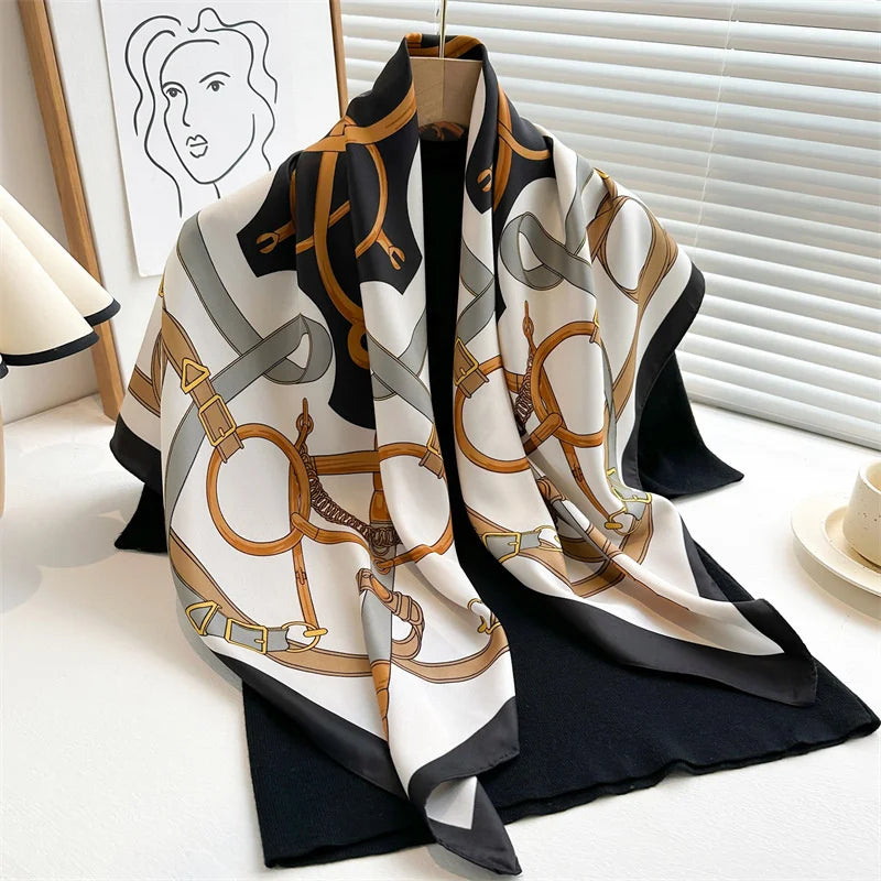 90*90Cm Square Scarf Twill Silk Bandana Pashmina