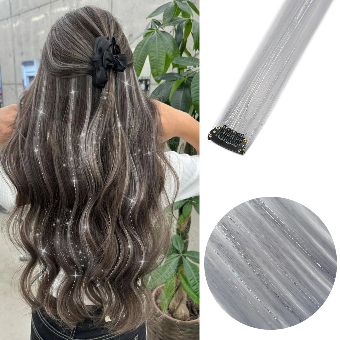 6pcs/pack Colored Party Highlights Clip in Hair Extensions