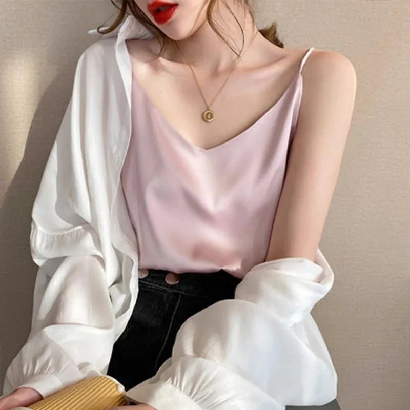 Strap Top Women Halter V Neck Basic Tank Tops