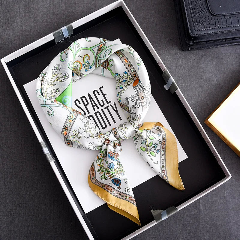 Floral Print Silk Square Scarf