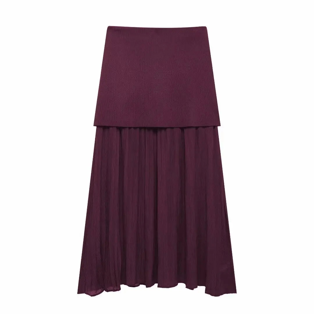 2-Piece Set V-Neck Sleeveless Button Knitted Vest Top, Long Skirt