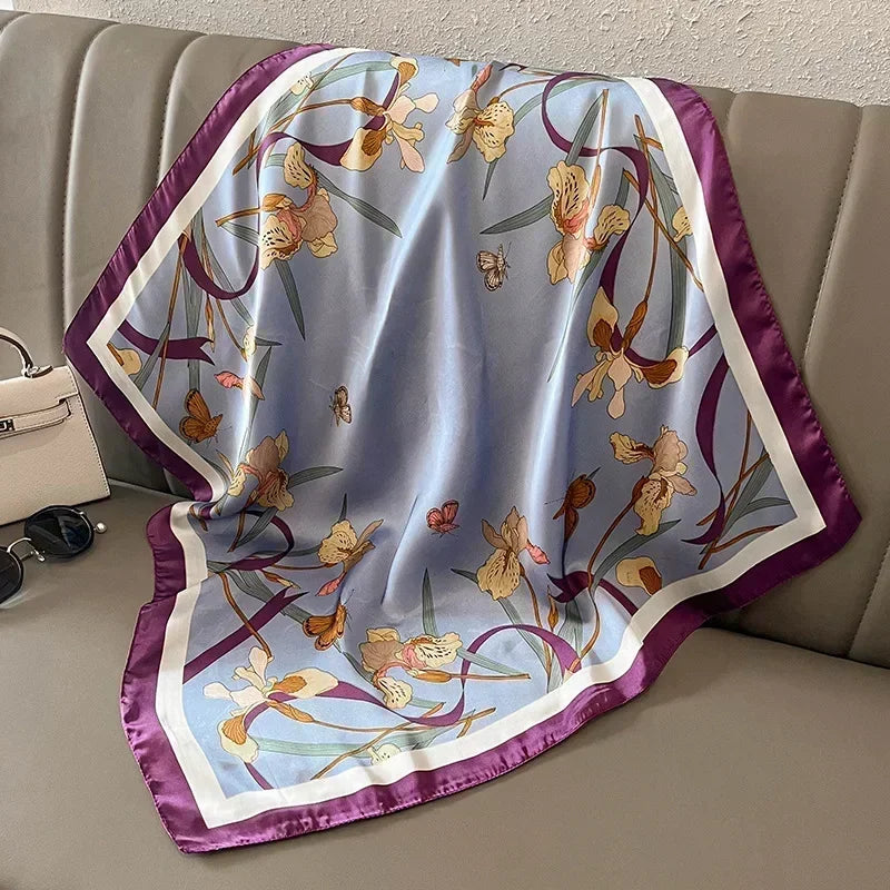 Luxury Design Print Silk Square Scarf