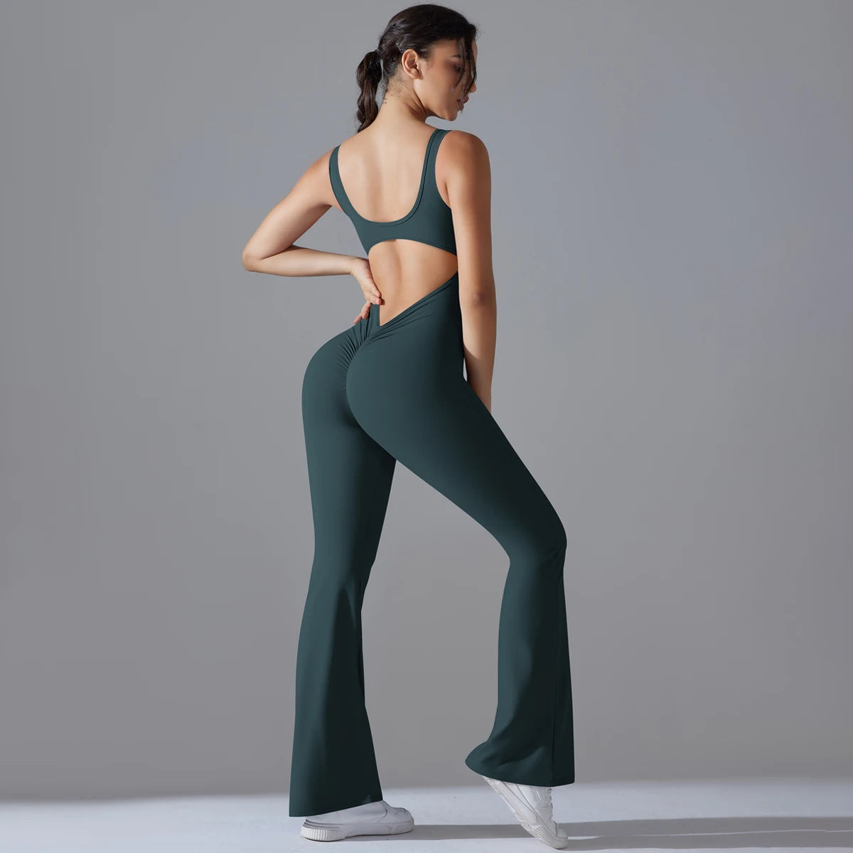 Sexy Back V Jumpsuit Gym Set Women