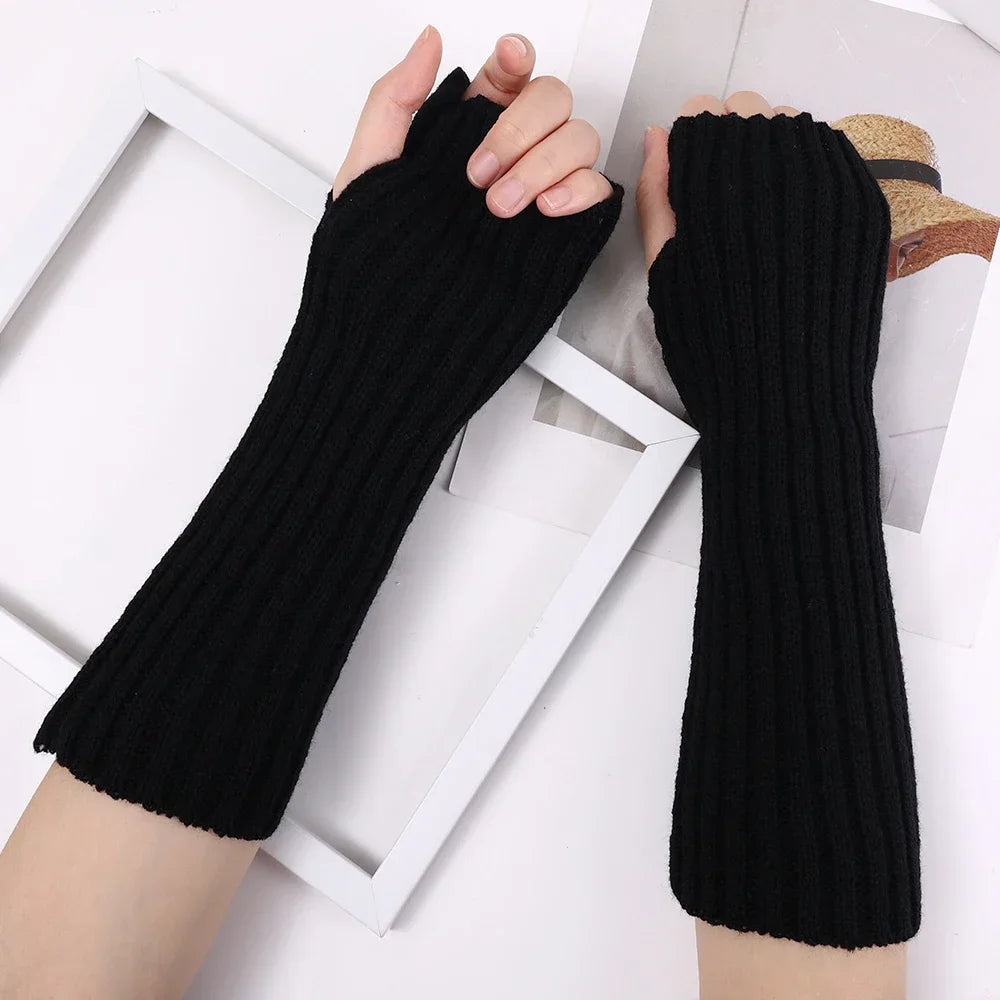 Knitted Arm Warmer Long Fingerless Gloves