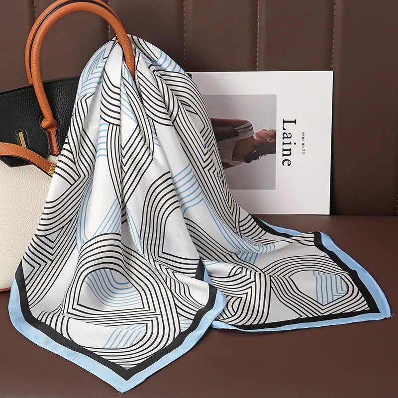 Print Satin Silk Square Scarf