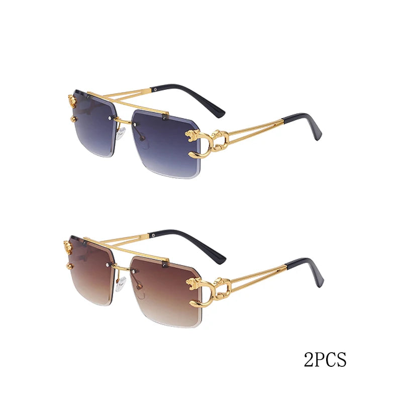 Fashion Metal Leopard Rimless Sunglasses